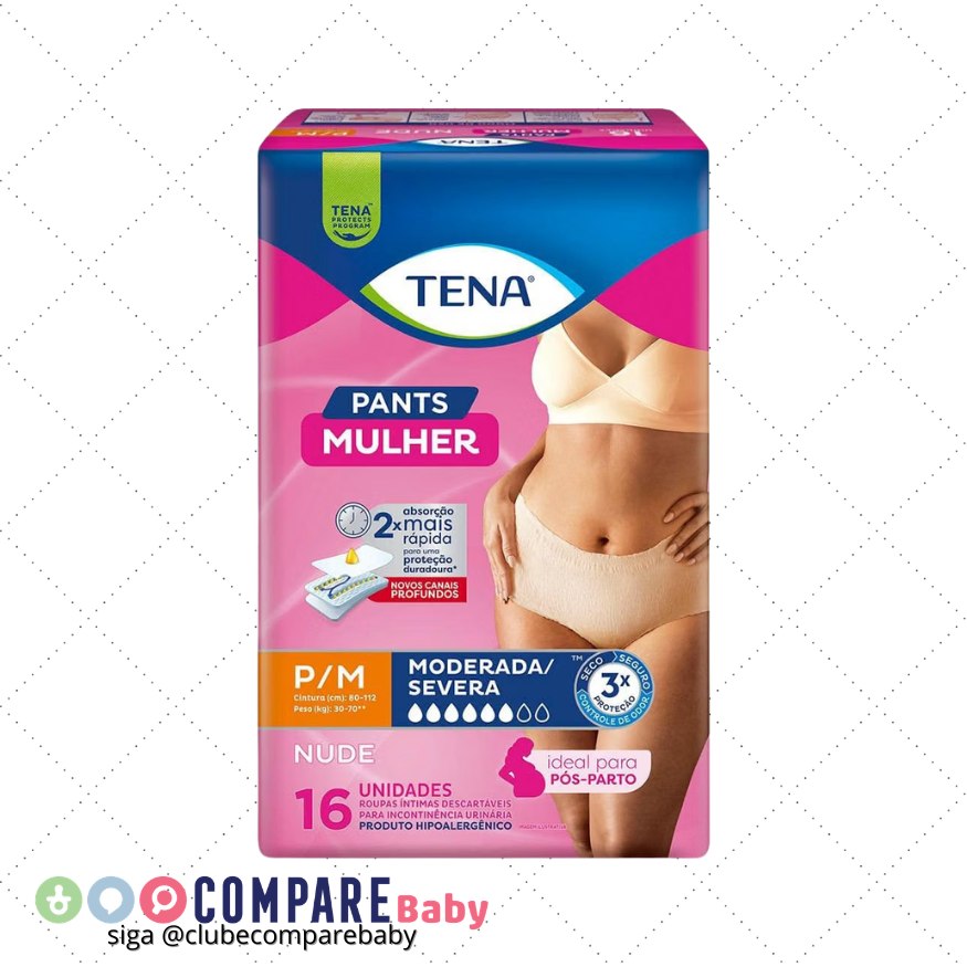 😍 Tena Pants Mulher Roupa Íntima Descartável Nude P/M 16 unidades