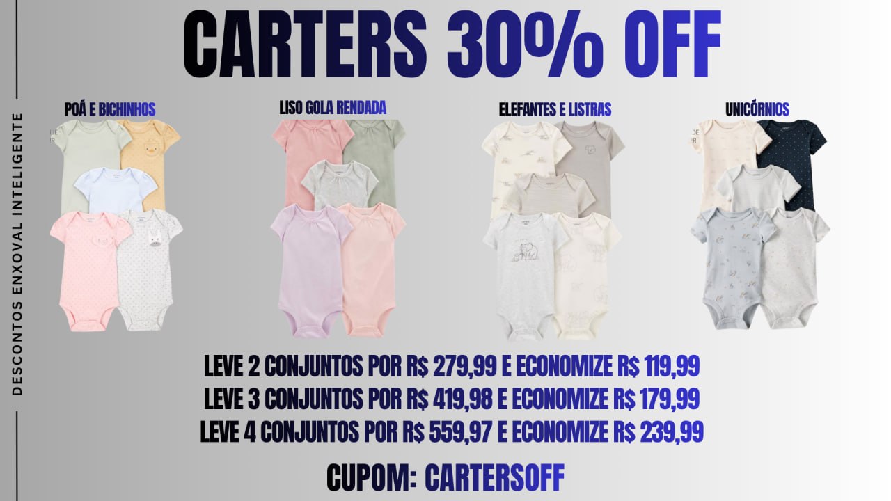 🔥 Carter's 30% OFF | CONJUNTOS DE BODIES COM 5 PEÇAS