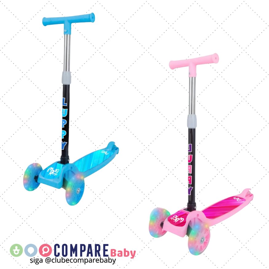 😍 Patinete Infantil Dobrável 3 Rodas Led Luppy Maxi Toys