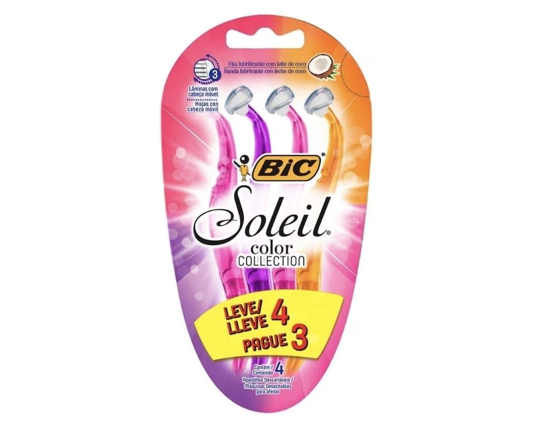 BIC Aparelho De Depilar Soleil Rosa Roxo E Laranja Leve 4 Pague 3