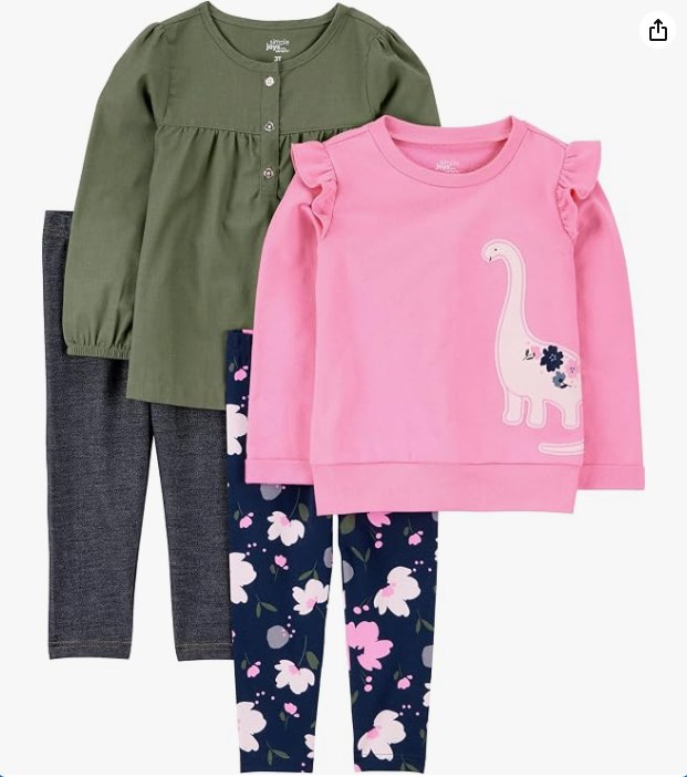🫧 Simple Joys by Carter's Conjunto de 4 peças de camisa e calça de manga comprida para cr