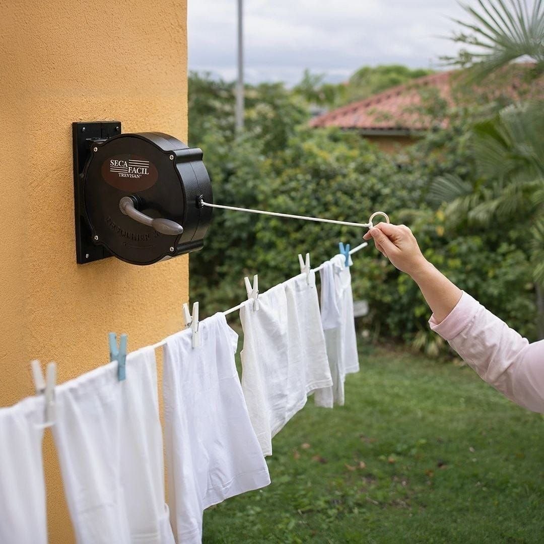 Varal Roupas Retrátil Recolhível De Parede Seca Fácil 30m