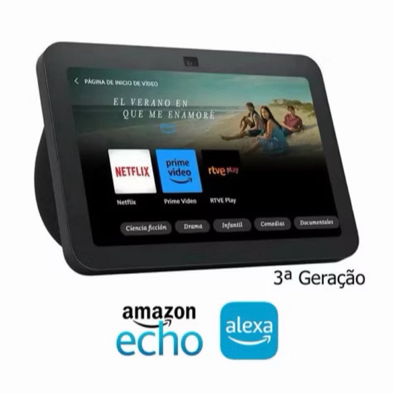 🛍️ Echo Show 8 3ª Geração Alexa 8"' 13mp Branca e Preta Amazon Wi-Fi Bluetooth