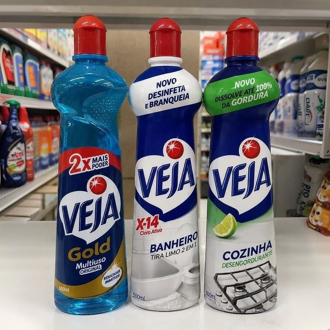 Kit Veja - 1 Limpadores Multiuso Original 500ml + 1 Limpador Cozinha Desengordurante Limão