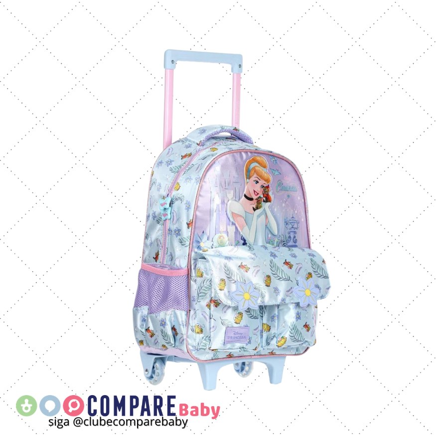 😍 Mochila Escolar de Rodinhas 40cm Cinderella