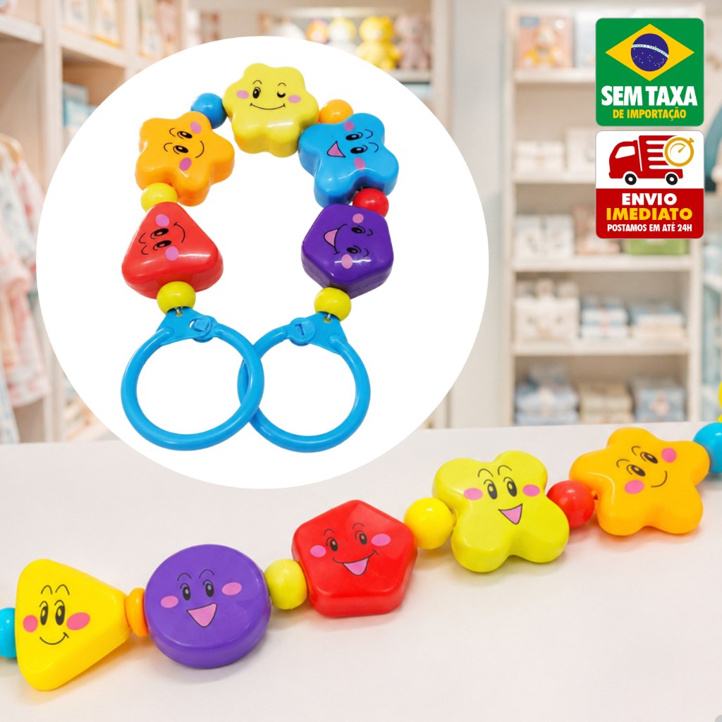 🛍️ Móbile Colorido para Carrinho de Bebê Berço e Bebê Conforto com Chocalhos Brinquedo In