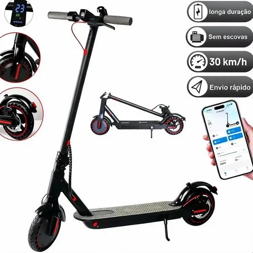 🛍️ Patinete Scooter Elétrico Com Velocidade Até 30 Km Bluetooth Preto