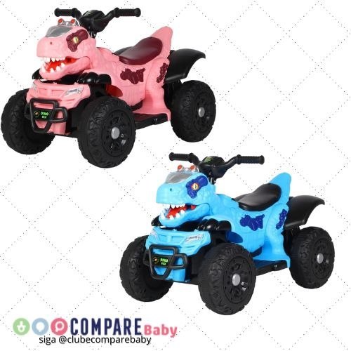 😍 Quadriciclo Elétrico Infantil Marcha Frente/Ré Dino MaxiToys (Rosa, azul e verde)
