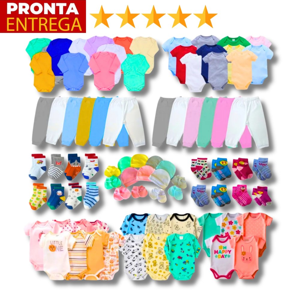 🛍️ Kit 30 Peças Conjunto Enxoval Bebê Roupa Calça Body Recem Nascido Atacado
