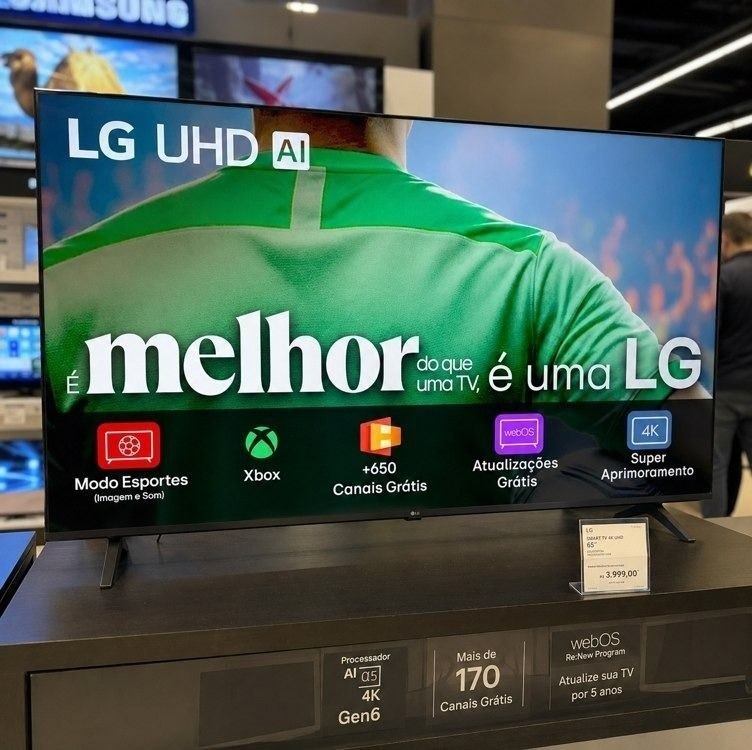 Smart TV LG UHD AI UA75 50 polegadas HDR10 Pro Processador α7 AI Ger8 webOS 25