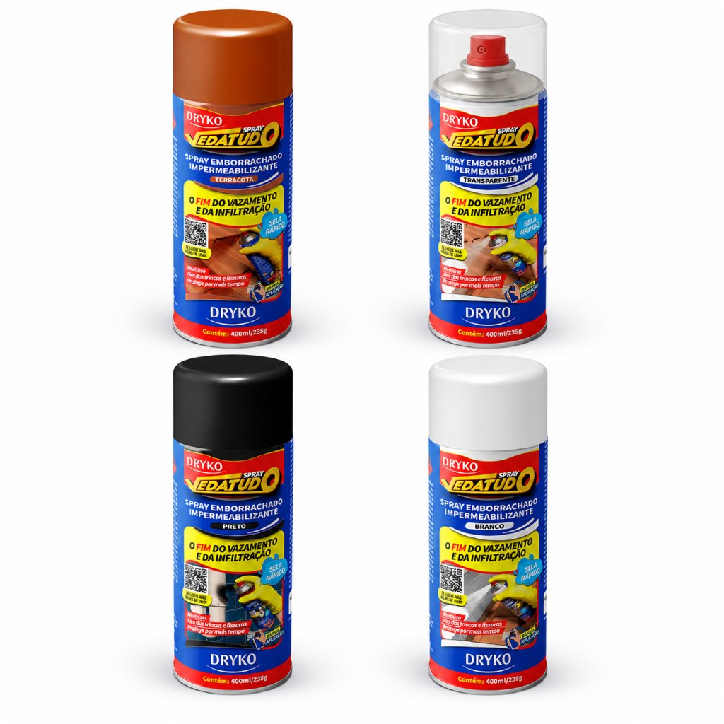 🔥 Spray Vedatudo 400ml Impermeabilizante Emborrachado Dryko