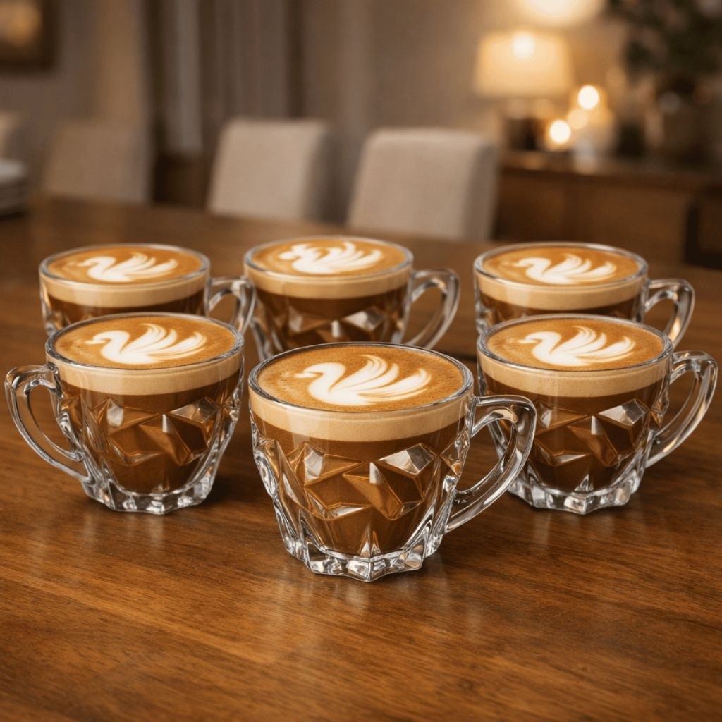- Jogo de Xicaras de Vidro Modelo ROCKS 105ml Moderna Para Cozinha e Café Chá Resistente