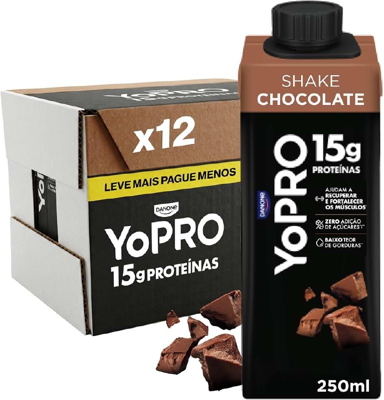🛍️ YoPRO Bebida Láctea UHT Chocolate Líquida Caixinha 250ml - 15g de Proteínas - Sem Lact