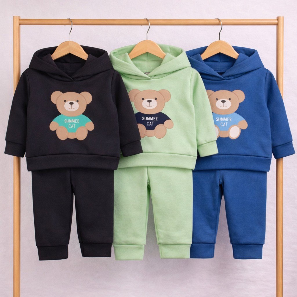 🛍️ Conjunto Bebê Menino Inverno Soft Plush Casaco com Capuz e Calça Peluciada | P ao G