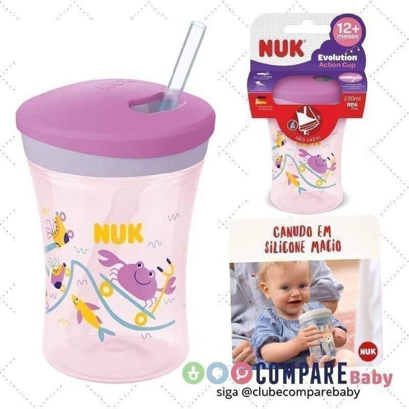 😍 Copo Action Evolution com Canudo 230 ml Girl - NUK, Roxa