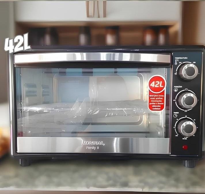 MONDIAL Forno Elétrico 42L Family II, Preto/Inox, 1600W, 220V - FR-42