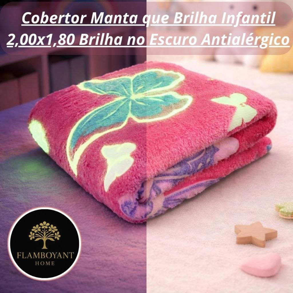 🛍️ Cobertor Manta Infantil Brilha no Escuro 2,00x1,80 Antialérgico Varias Cores
