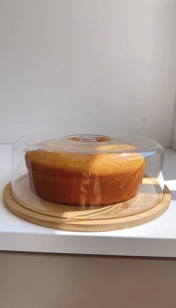 - Boleira Bambu Sem Pé Com Cúpula Tampa Acrílico 30cm