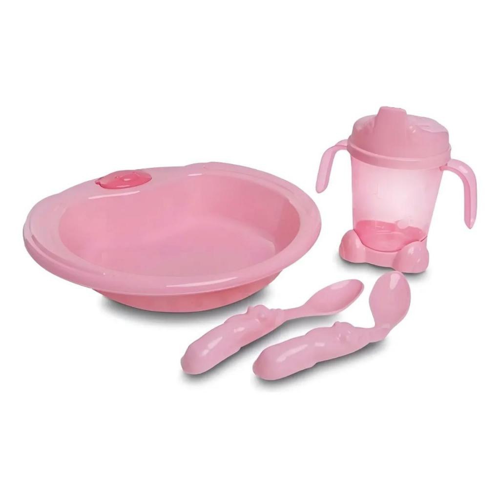 🛍️ Kit Papinha Infantil Adoleta 4 Itens – Prato, Copo e Talheres para Alimentação do Bebê