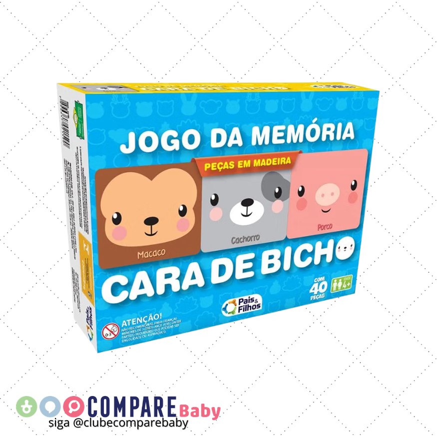 😍 Pais & Filhos - Memória Cara De Bicho - Madeira