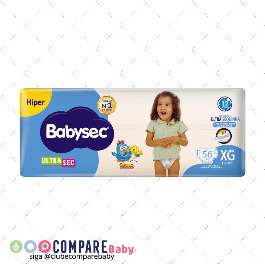 😍 Babysec Fralda Ultrasec Galinha Pintadinha Azul Xg 56 Unidades