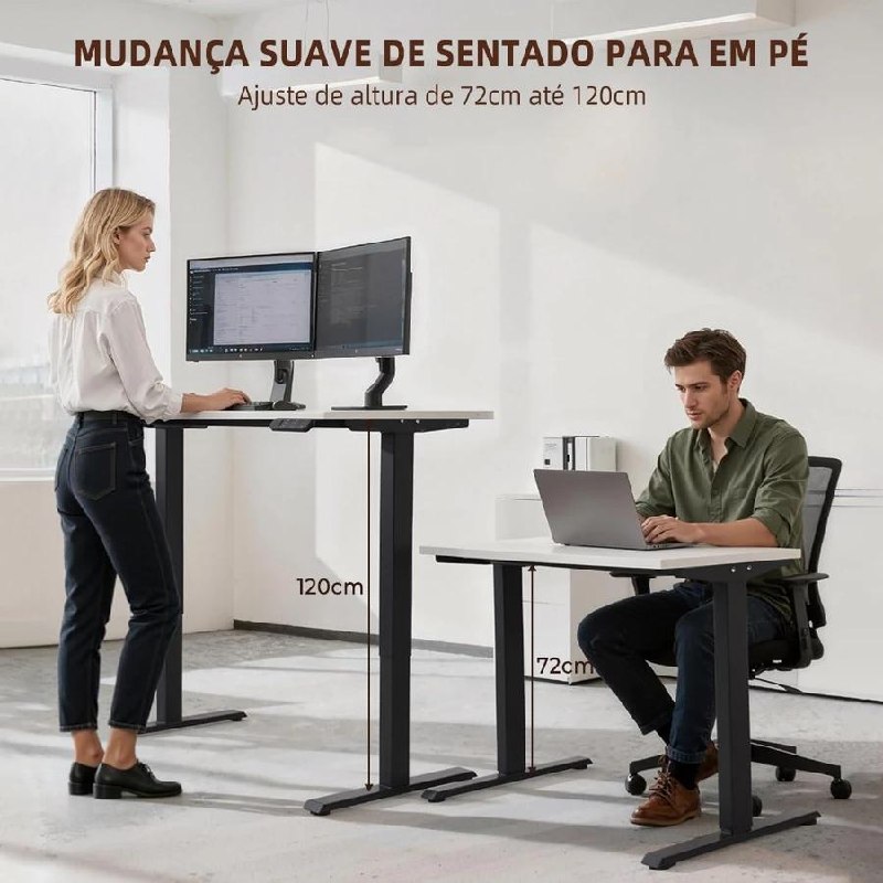 🖥️ Mesa com Regulagem de Altura Elétrica 72–120cm com Memória