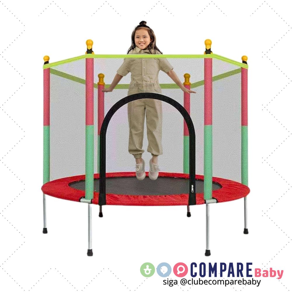 😍 Cama Elástica Pula Pula Trampolim Infantil Colorida Criança Playground Rede com Zíper 1