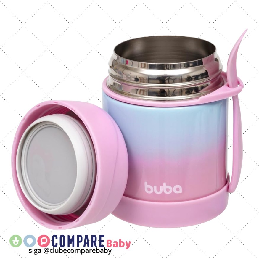 😍 Buba Pote Termico C/Colher Degrade Rosa