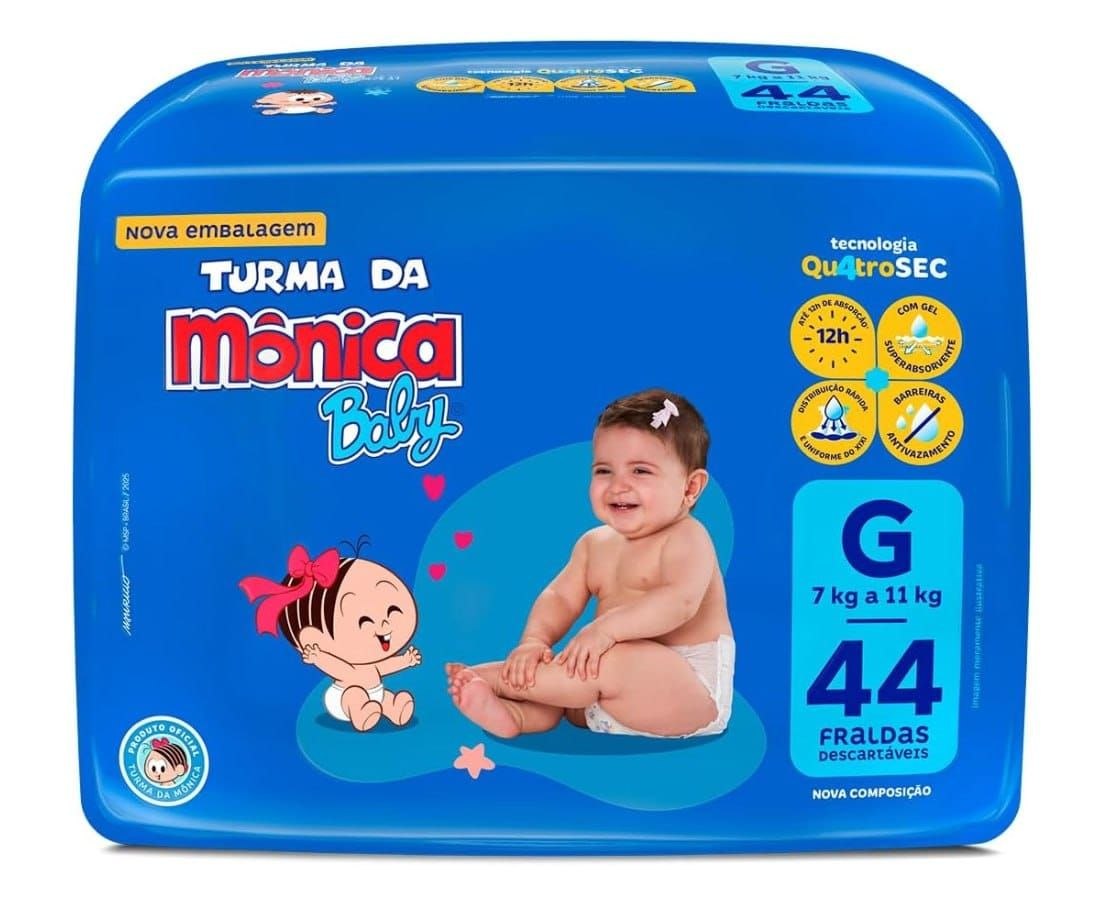 Fralda Turma da Mônica Baby  G 44 unidades