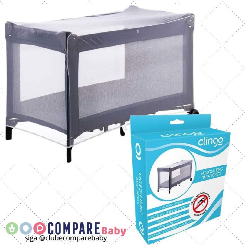 😍 Mosquiteiro para Berço, Clingo, Branco, Grande