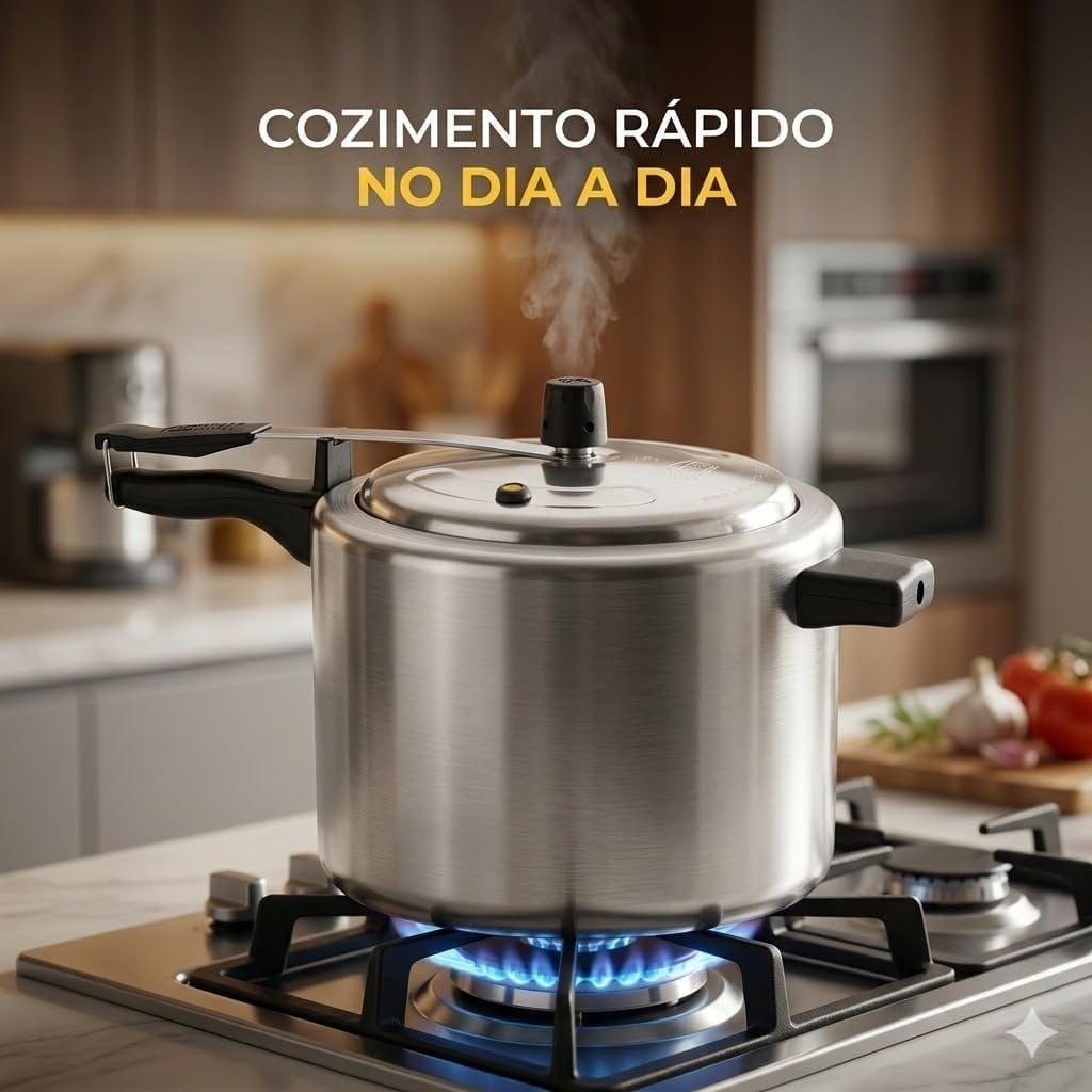 Panela de Pressão 4,5 Litros Alumínio Polido com Fechamento Interno – Cozimento Rápido, Se