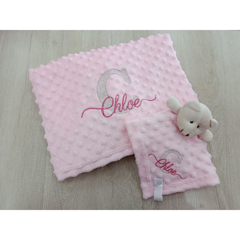 🛍️ Manta Pipoquinha com Naninha Personalizada Bordado Bebê Recém-nascido enxoval para pre
