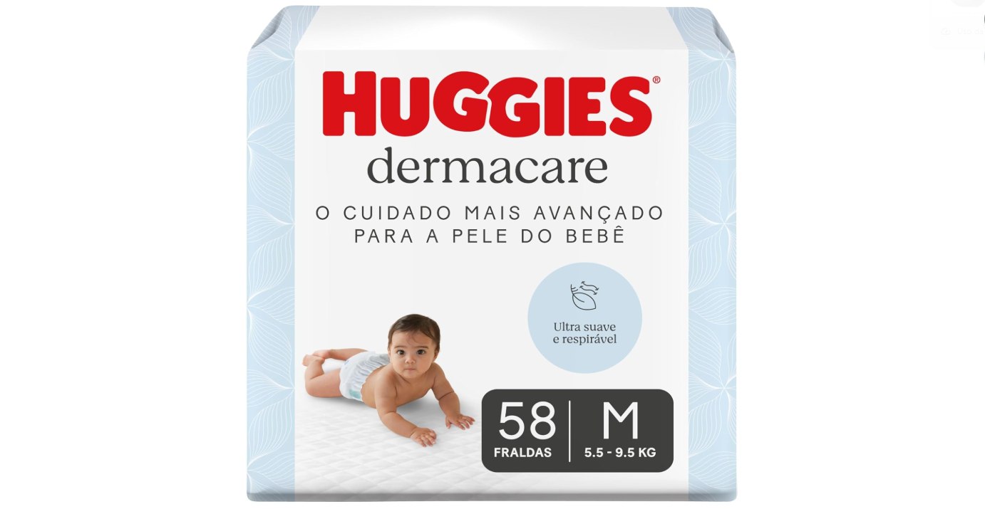 🫧 Fralda Huggies Premium Dermacare M - 58 Un