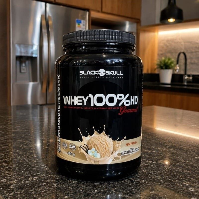 Black Skull Whey 100% HD Gourmet Pote 900g Baunilha