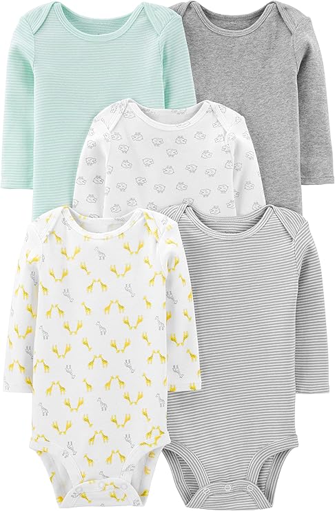 🫧 Body Pacote com 5 bodies de manga comprida Simple Joys by Carter'sUnisex Bebê, tam RN