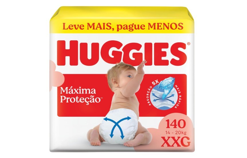🫧 Fralda Descartável Huggies Máxima Proteção Tamanho XXG 140 unidades – Fralda aberta com