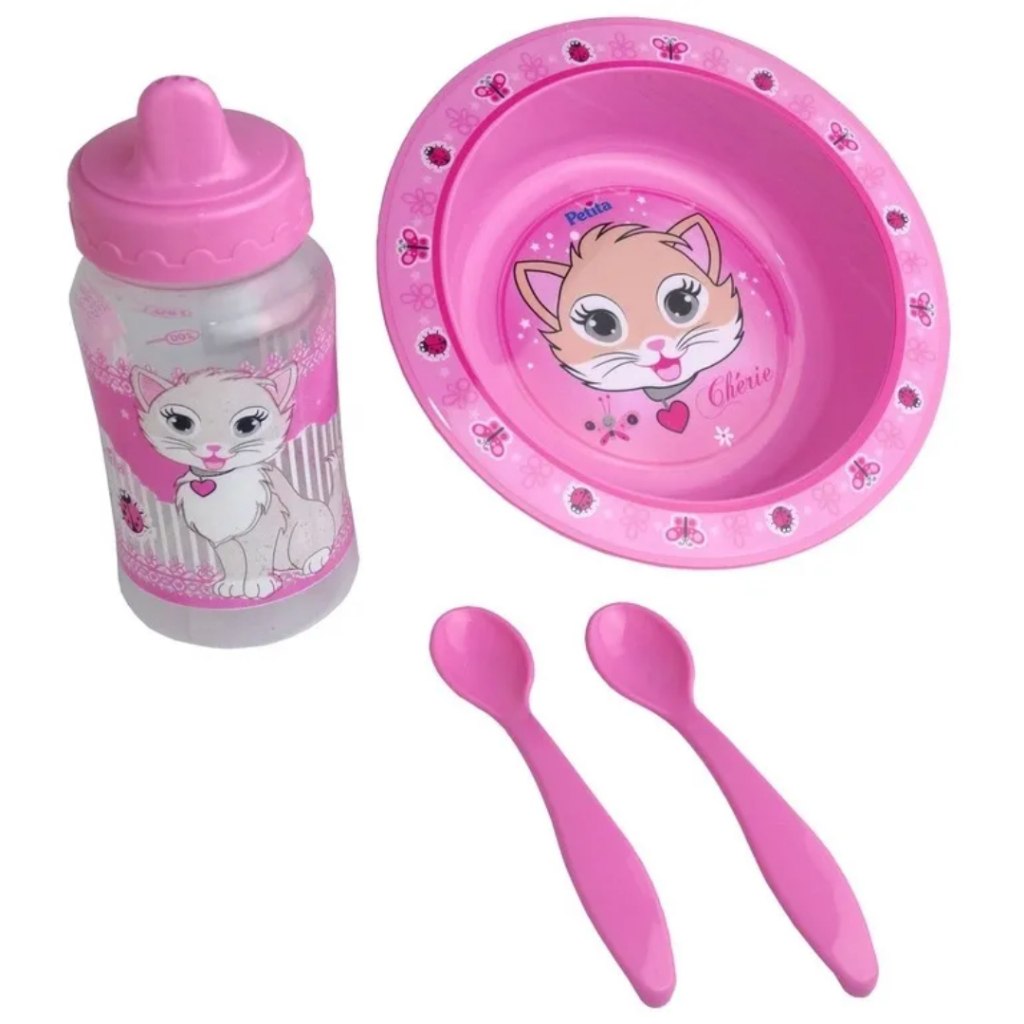 🛍️ Kit Refeição Infantil | Petita | 4 Itens | Prato, Copo Treinamento + 2 Colheres | Livr