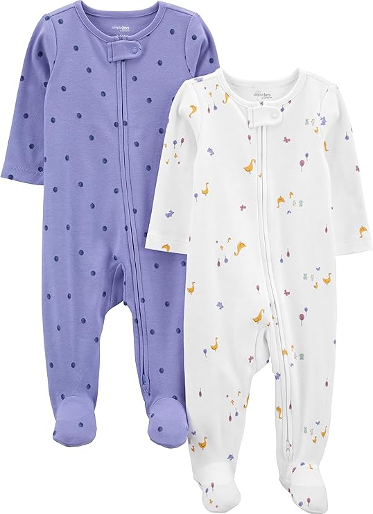 🫧 Macacão de dormir para bebês Cotton Sleep and Play, Pack of 2 Simple Joys by Carter's,