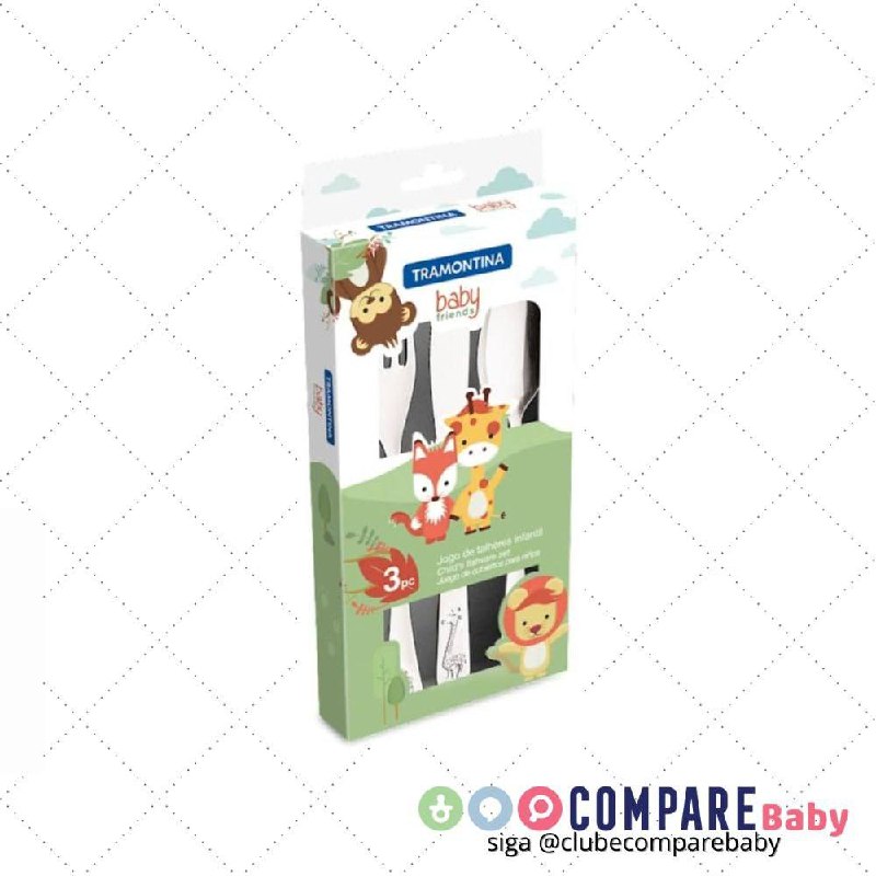 😍 Tramontina 66970020 Jogo de Talheres Infantil Aço Inox com 3 Peças, Prata