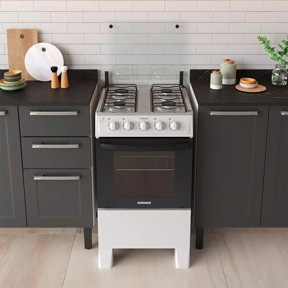 🍳Fogão de Piso Itatiaia 4 Bocas Star Clean New | Acendimento Manual, Branco