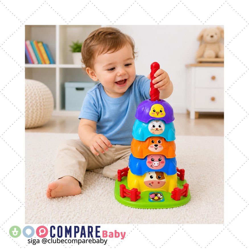😍 Brinquedos para Bebê Torre Giratória Fazendinha Animais Educativo