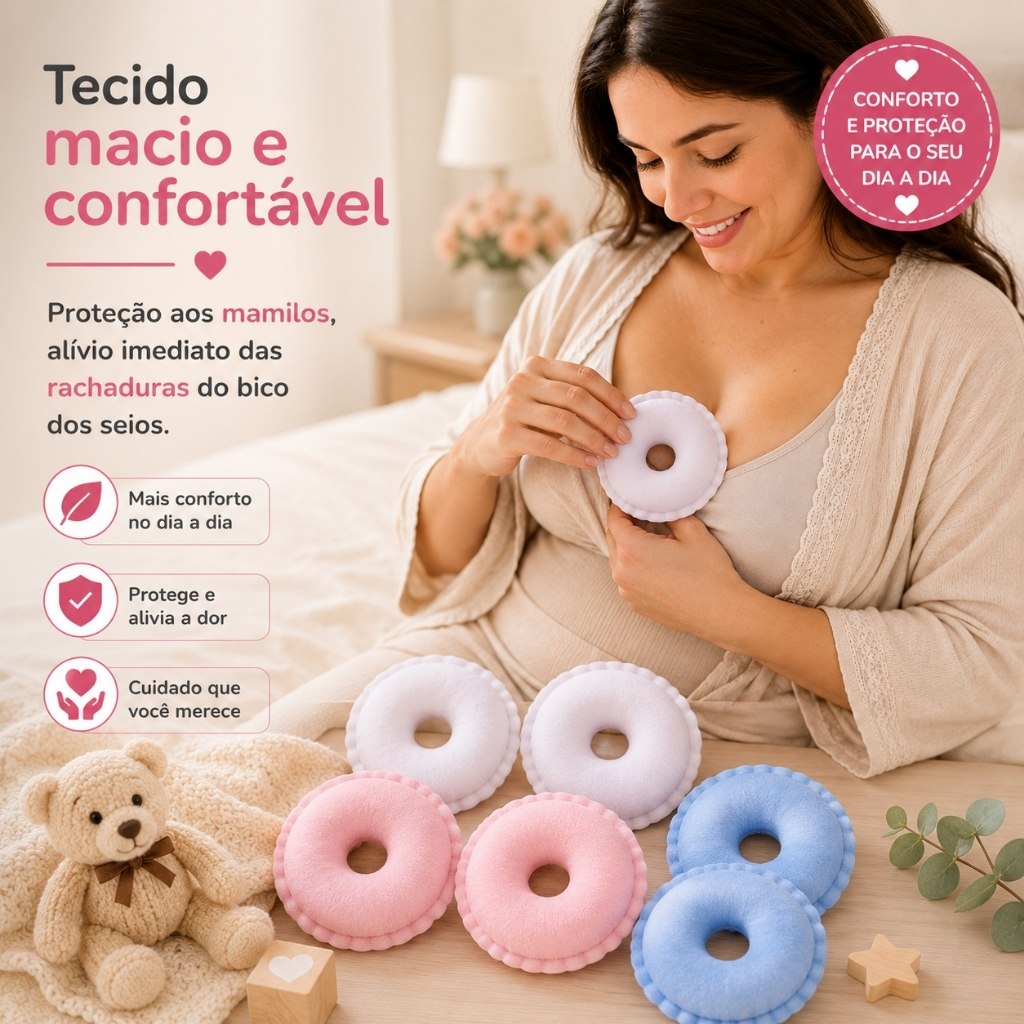 🛍️ Kits de Rosquinha Amamentação - Protetor de Seios 100% Algodão Lavável Reutilizável |