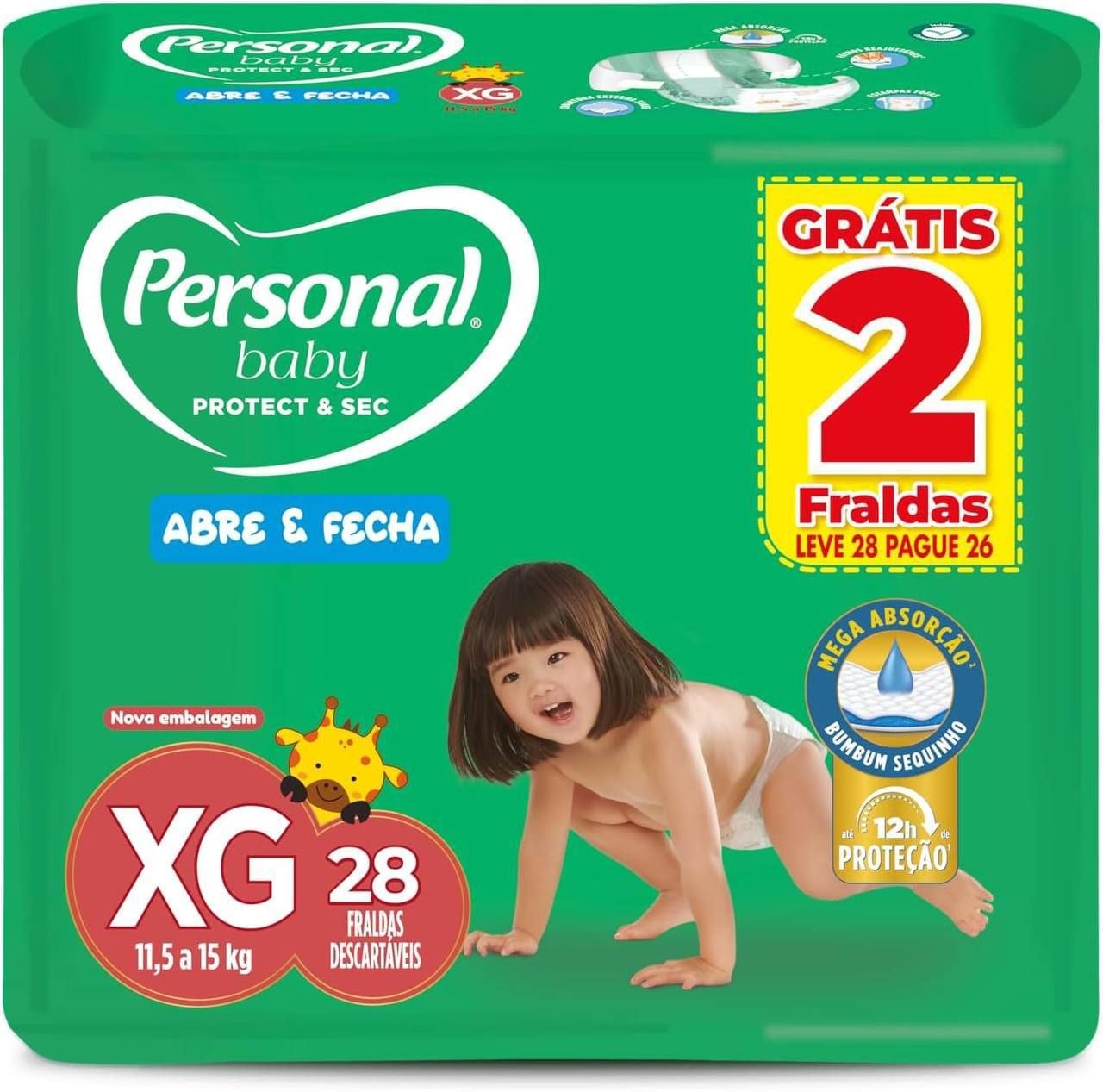 Fralda Personal Baby Protect & Sec XG com 28 unidades
