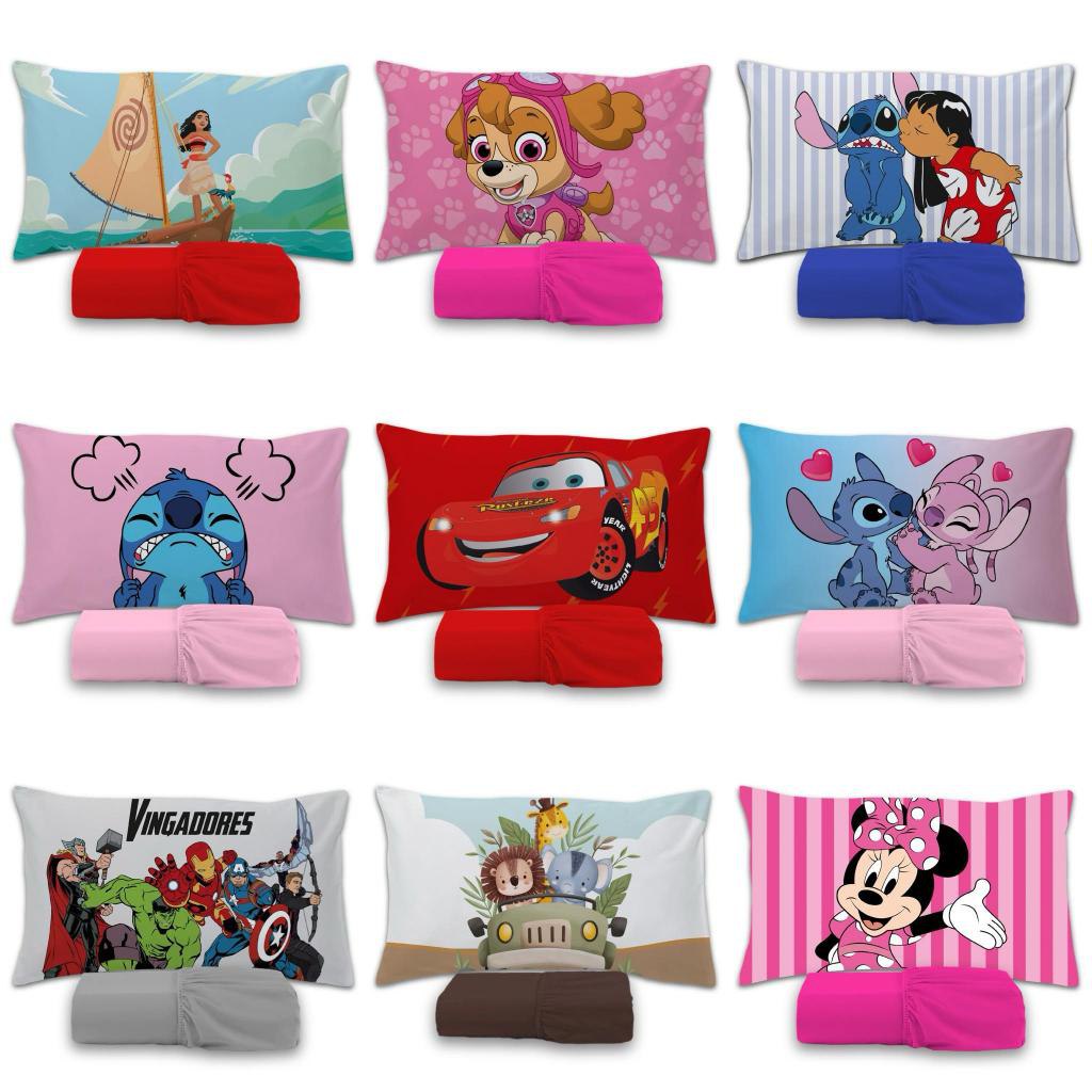 🛍️ Jogo De Lençol 2 peças Infantil Temático De Personagens Modelos Variados