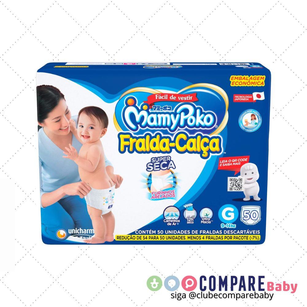 😍 MamyPoko Fralda-Calça Premium Seca G 50 Unidades