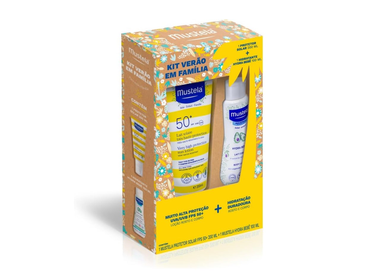 🫧 Mustela Kit Verão em Família | Protetor Solar FPS 50+ + Hydra Bebê Grátis
