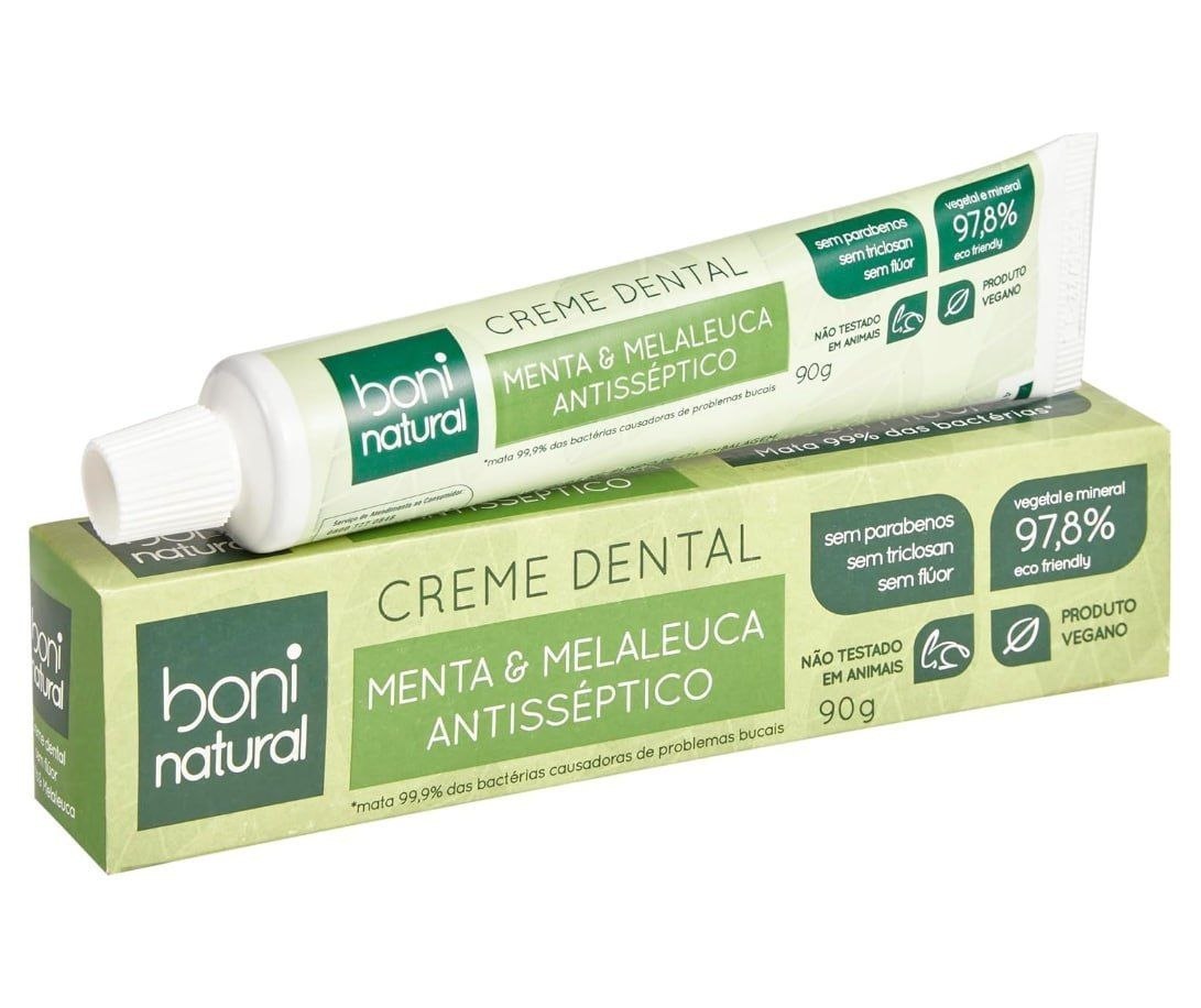 Creme Dental com óleos naturais de Menta e Melaleuca Boni Natural 90g