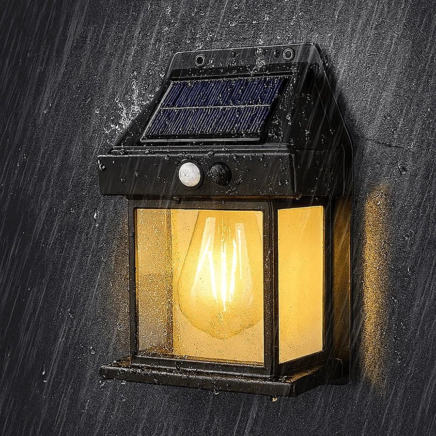 - Luminária Arandela Vintage Placa Solar Lâmpada Externa Moderna Decoração Com Sensor