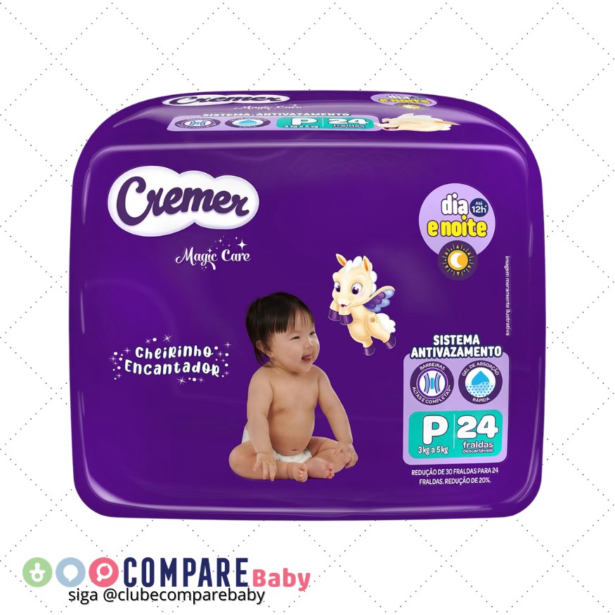 😍 Fralda Cremer Jumbo P 24 Unidades