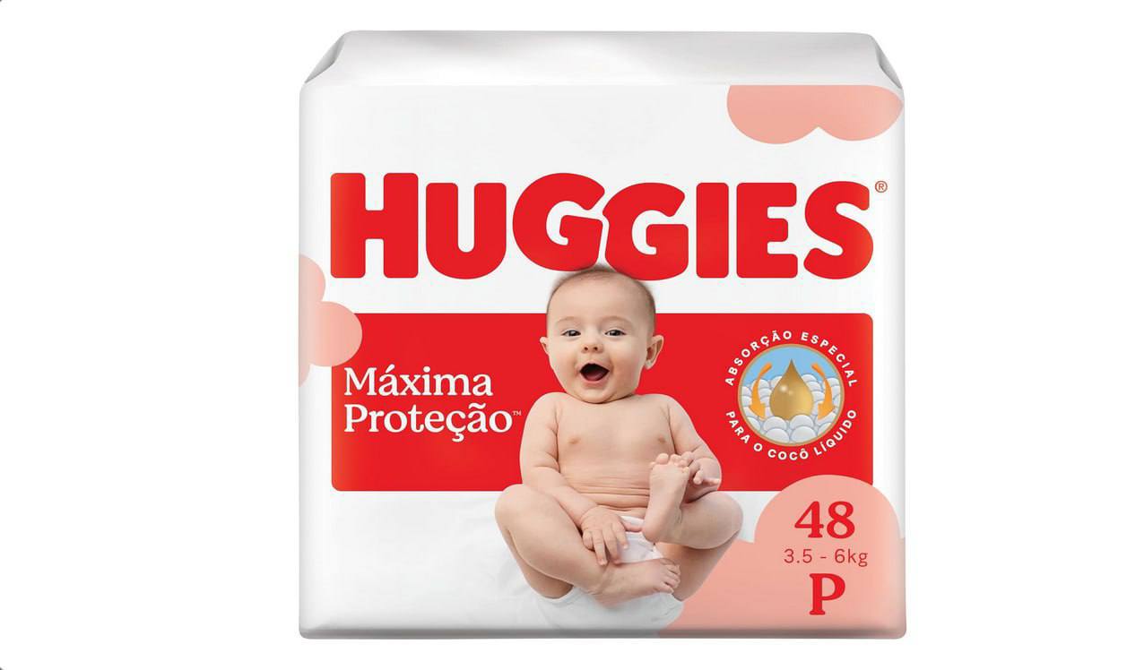 🫧  Fralda Descartável Huggies Máxima Proteção Tamanho P 48 unidades – com absorção especi